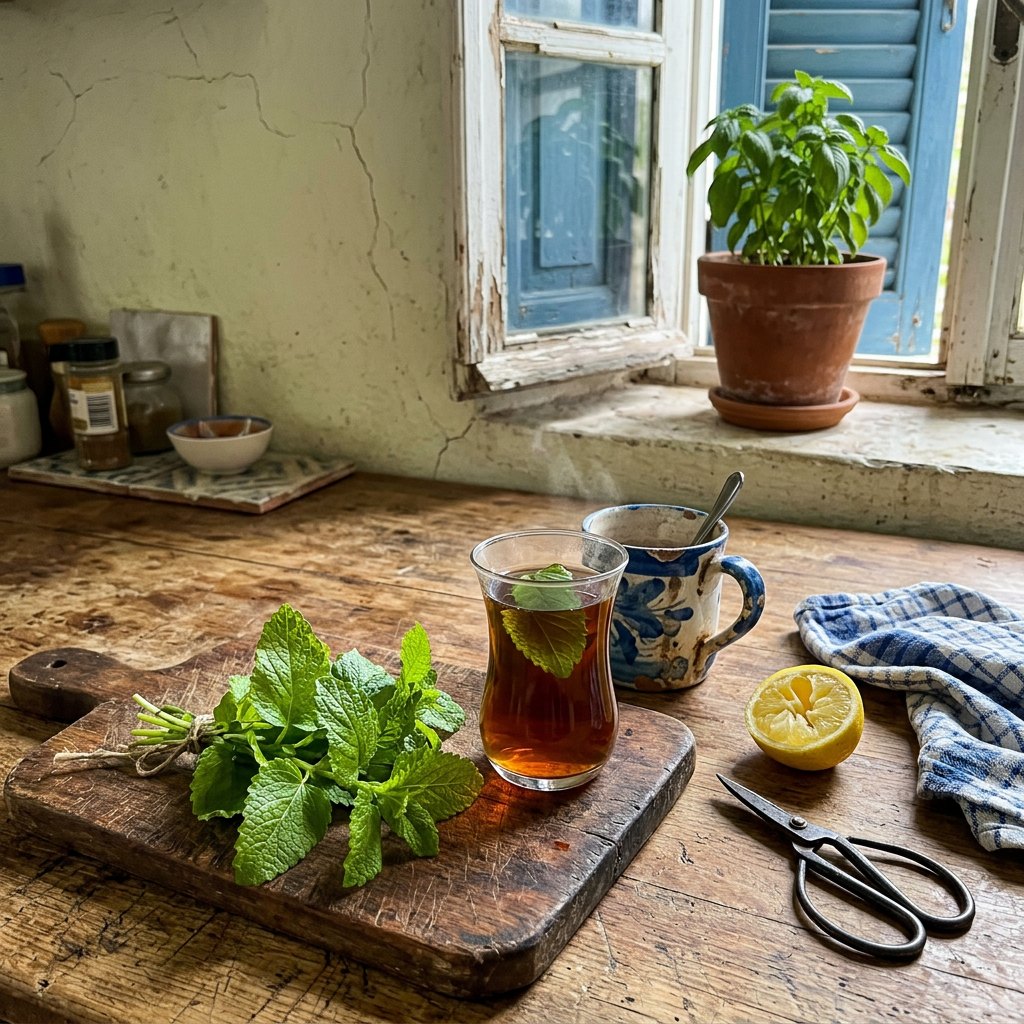 Melisa çayı ve limonata için taze yaprak